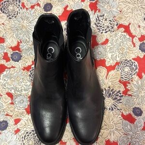 Calvin Klein Black Leather Men's Boots